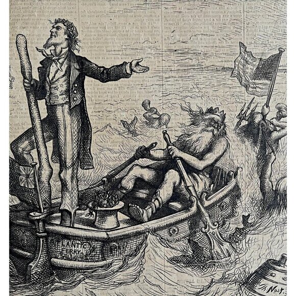 Thomas Nast Harper's Centerfold 1875 Victorian Woodcut Engraving LGBinTN2 - Picture 1 of 4